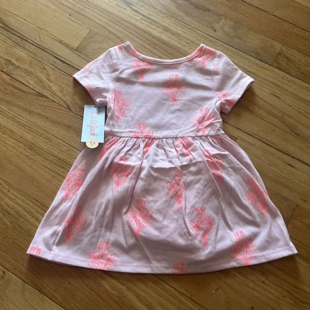 Cat & Jack Toddler Girls 18 mo Violet Pink Floral Dress NWT